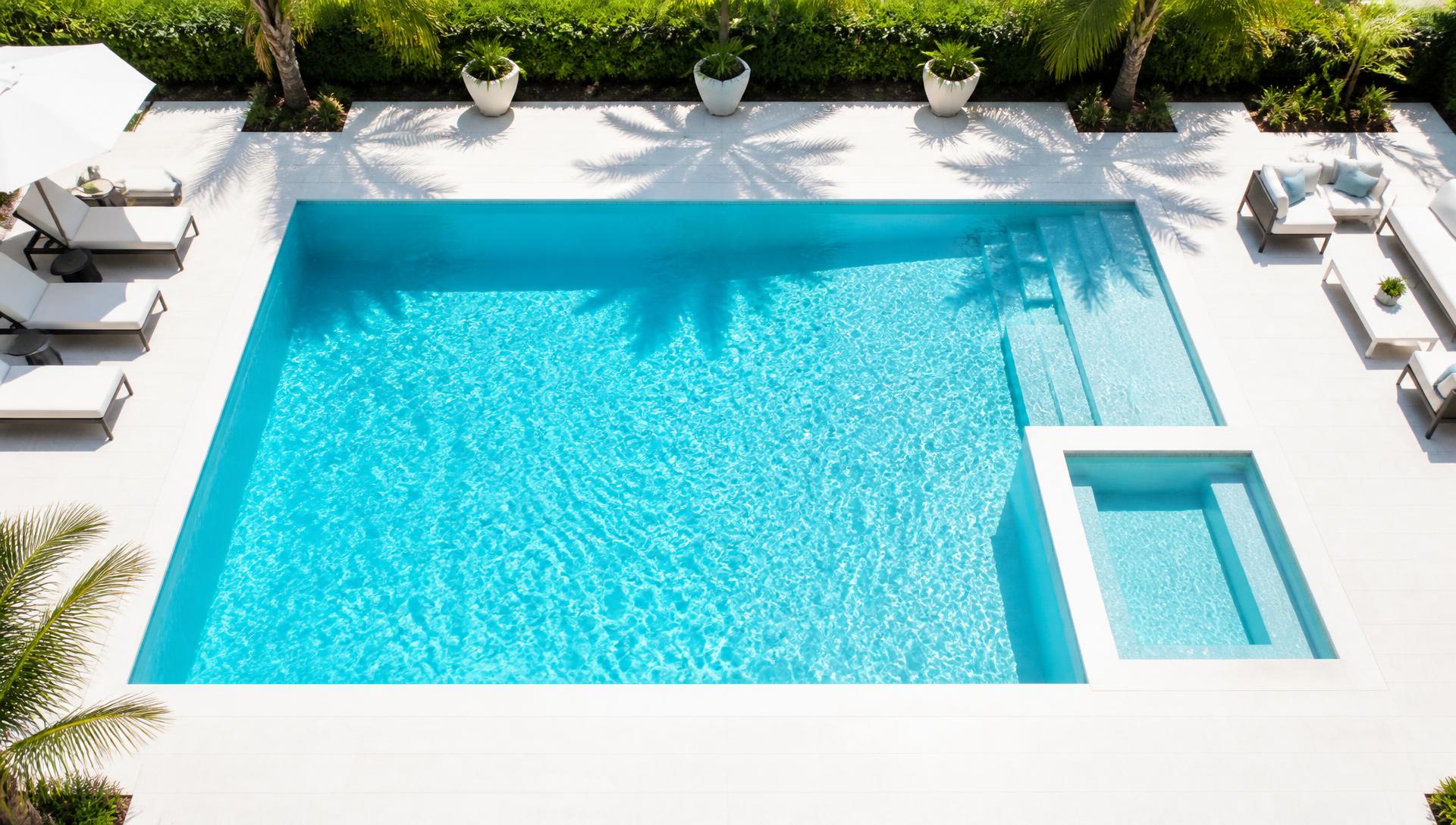 Sparkling clean backyard swimming pool maintained by Southern Aloha Pools